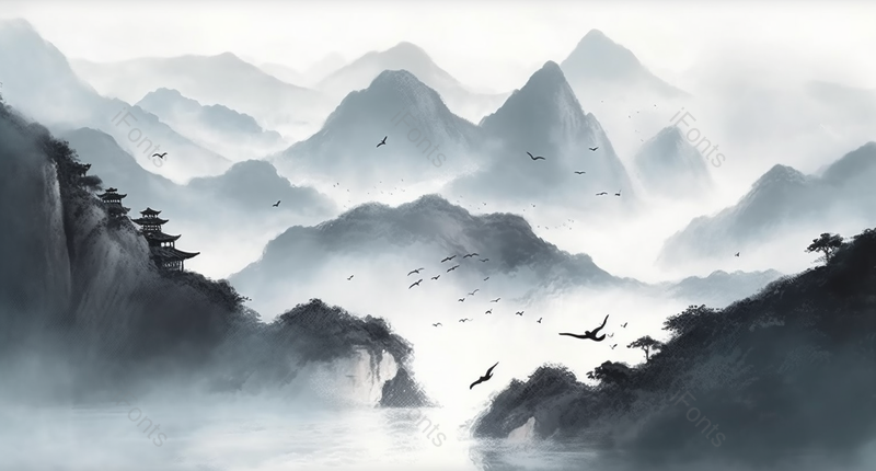 水彩画山水画水墨风背景图,插画/手绘图,插画/手绘图库,插画/手绘图下载,插画/手绘